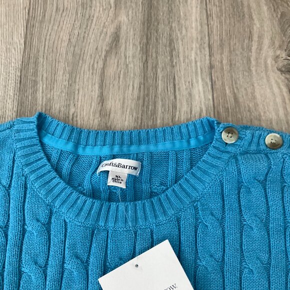 Croft & Barrow Sweater Women's XL Blue Cable Knit Button Shoulder Crew Neck - Picture 3 of 6